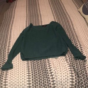 Green see through knit sweater